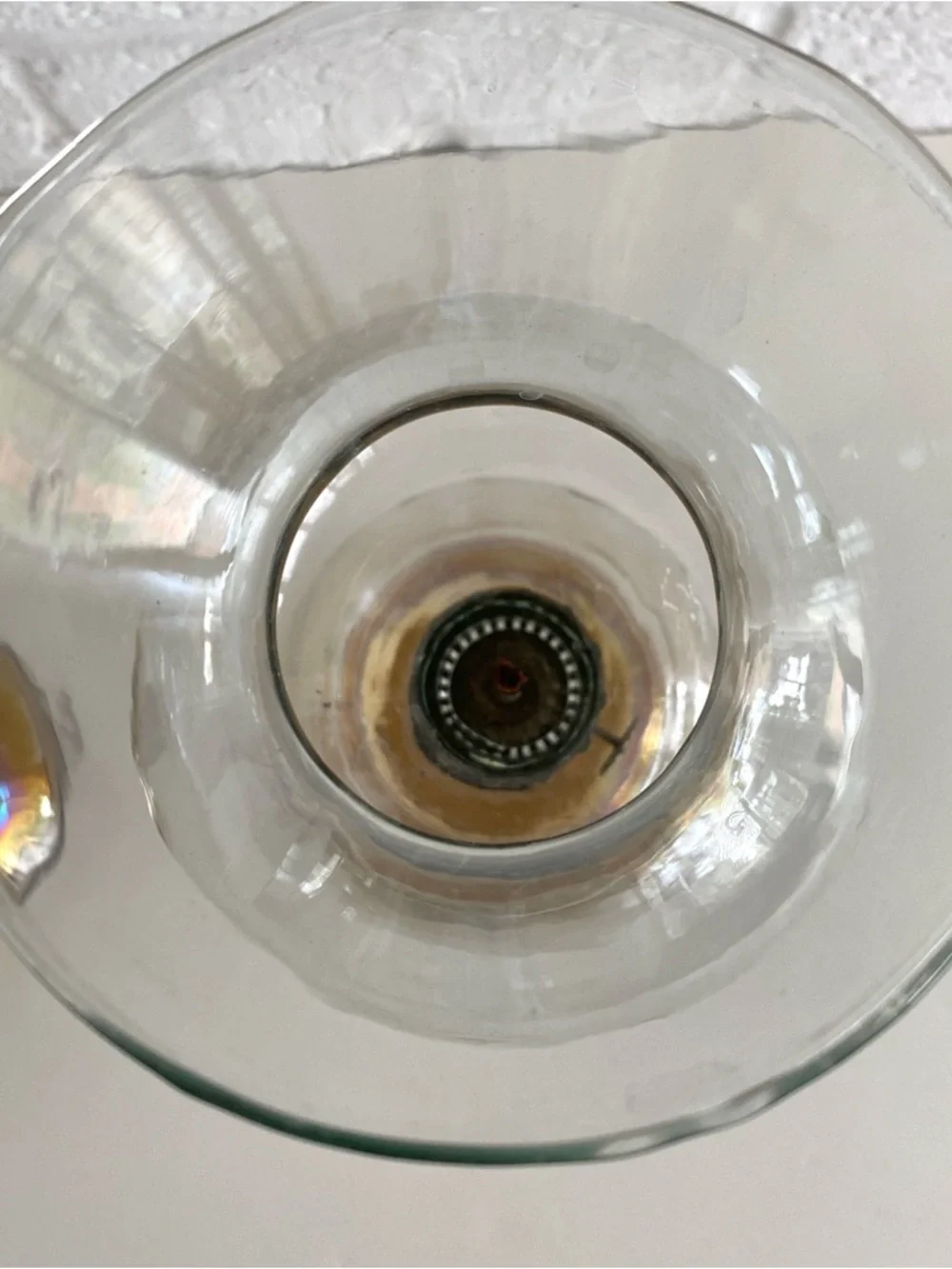 Pair of Vintage Iridescent Glass Oil Hurricane Lamps